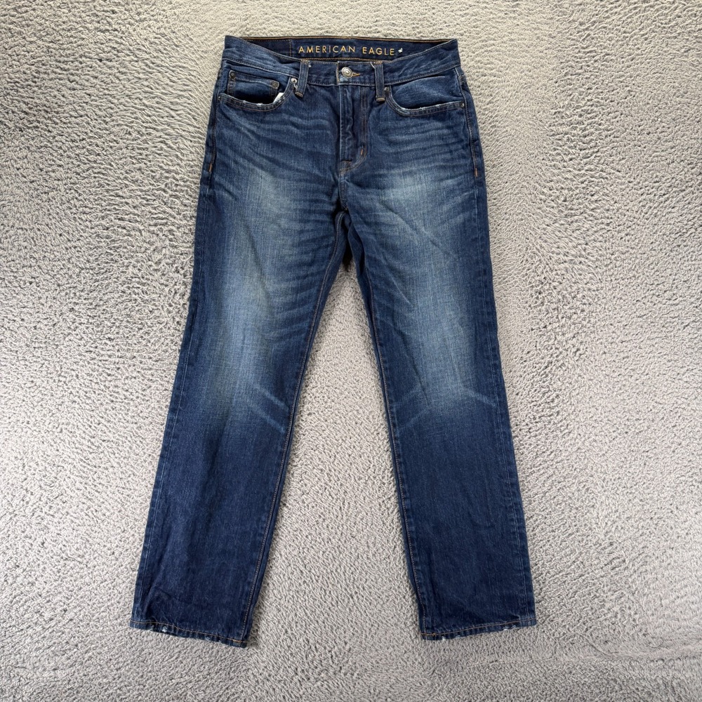 American Eagle Outfitters Jeans Mens 29x30 Blue Cotton Denim Straight Leg Faded